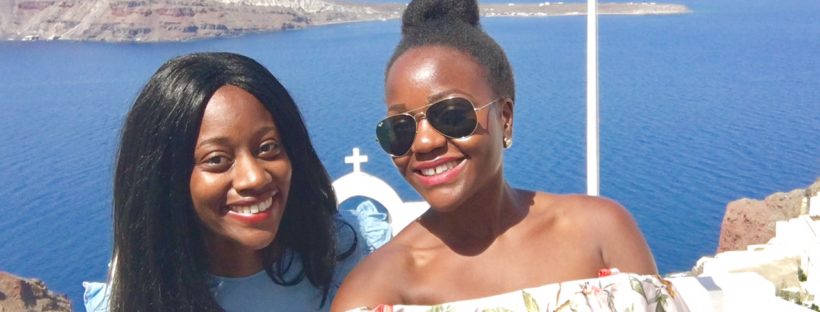 2 women, the sea and blue sky