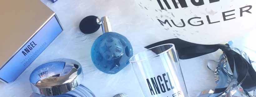 perfume, body cream, balloon and champagne Mugler
