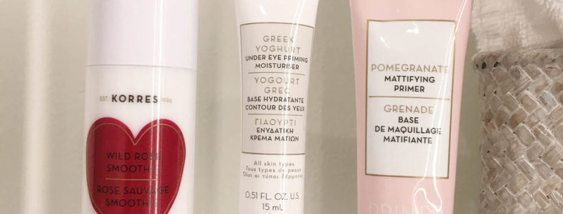 3 beauty products in a bathroom