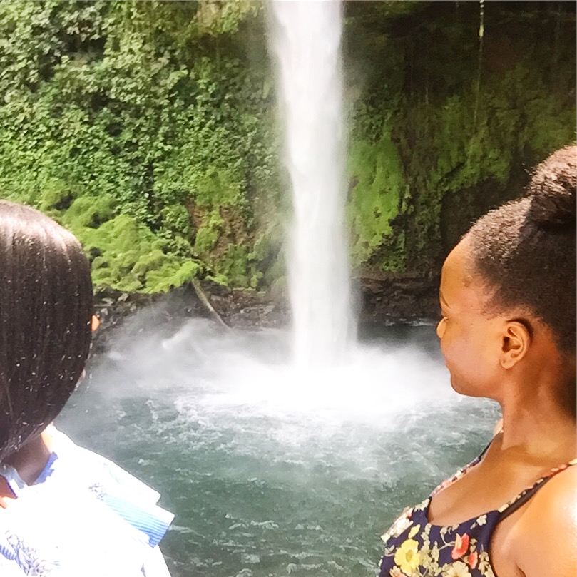 two ladies and a waterfall