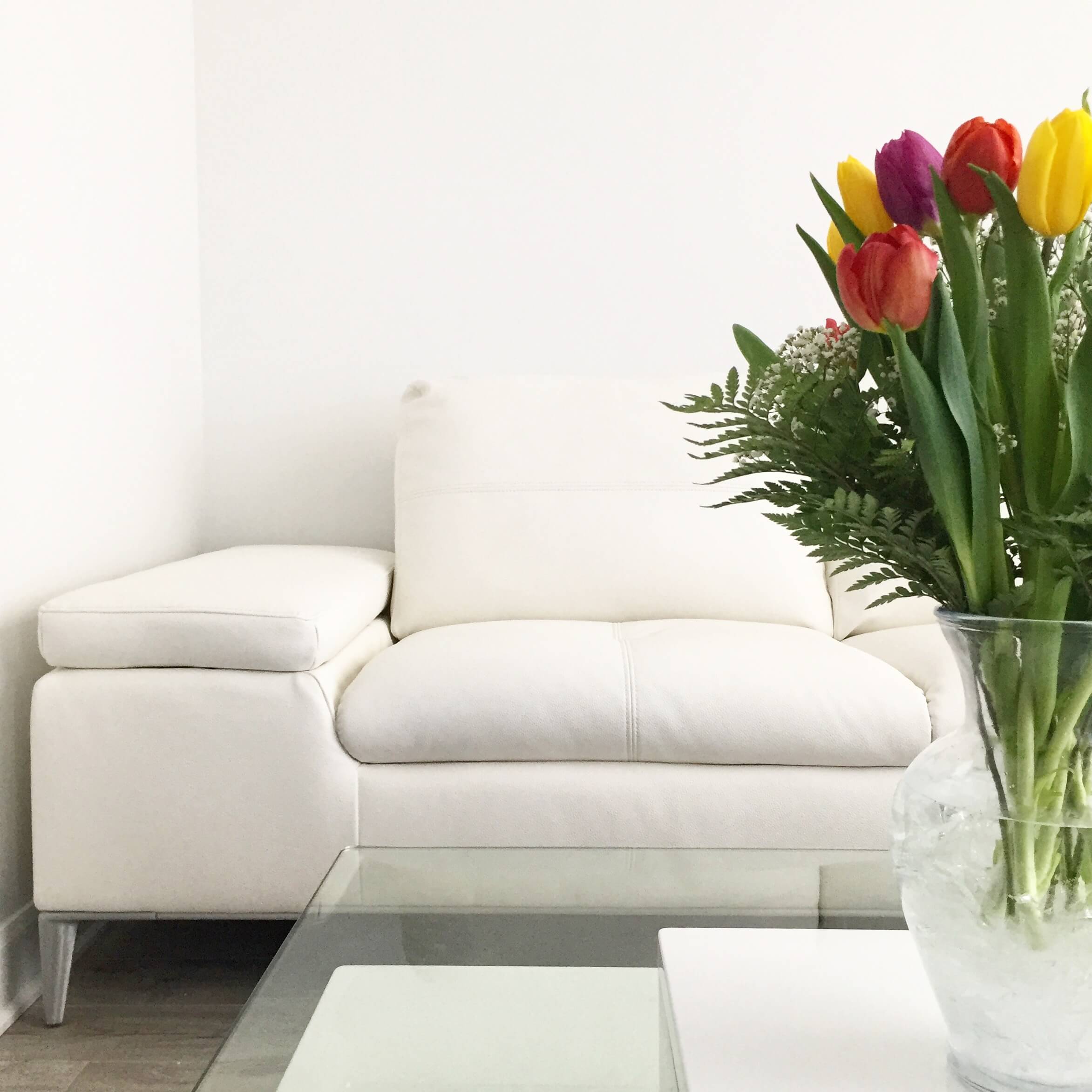 sofa and flowers